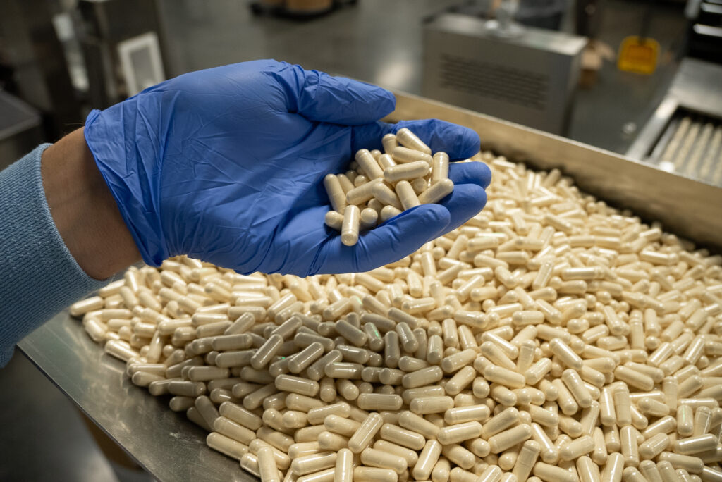 Capsules in the Supplement manufacturing line